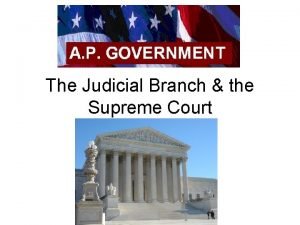 The Judicial Branch the Supreme Court I Background