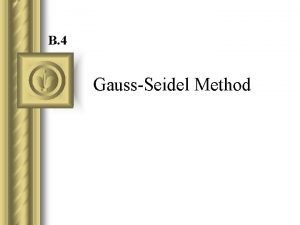 Gauss seidel formula