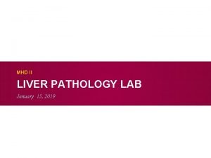 MHD II LIVER PATHOLOGY LAB January 15 2019