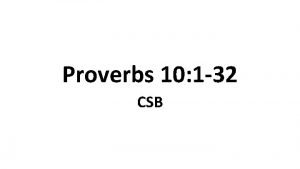 Proverbs 10 csb