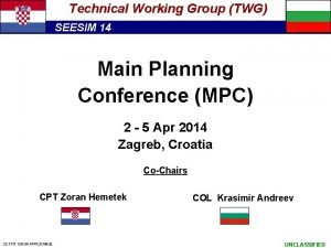 Technical Working Group TWG SEESIM 14 Main Planning