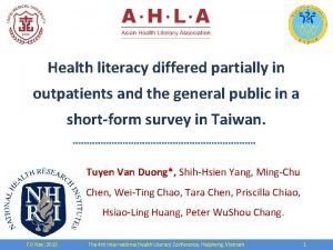 Health literacy differed partially in outpatients and the