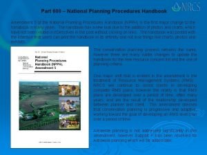 National planning procedures handbook
