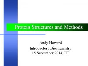 Protein Structures and Methods Andy Howard Introductory Biochemistry