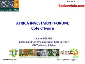 Organised By AFRICA INVESTMENT FORUM Cte dIvoire Title