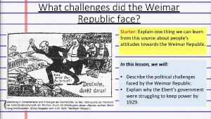 What challenges did the Weimar Republic face Starter