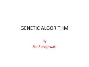GENETIC ALGORITHM By Siti Rohajawati Definition Genetic algorithms