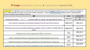5 th Grade Punctuation Grammar Capitalization Essential Skills
