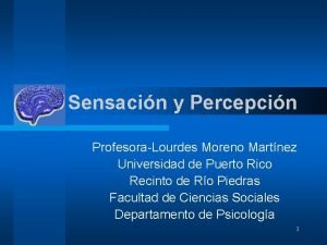 Sensacin y Percepcin ProfesoraLourdes Moreno Martnez Universidad de