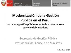 Modernizacin de la Gestin Pblica en el Per