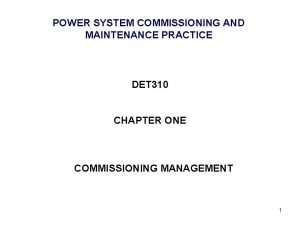 Power system commissioning