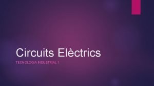 Circuits Elctrics TECNOLOGIA INDUSTRIAL 1 Qu s lelectricitat