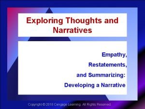 Exploring Thoughts and Narratives Empathy Restatements and Summarizing