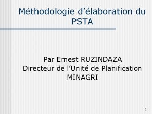 Mthodologie dlaboration du PSTA Par Ernest RUZINDAZA Directeur