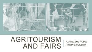 AGRITOURISM AND FAIRS Animal and Public Health Education