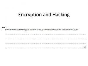 Encryption and Hacking Jan 11 Your Answer Endpoint