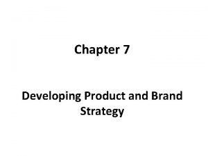 Chapter 7 Developing Product and Brand Strategy Introduction