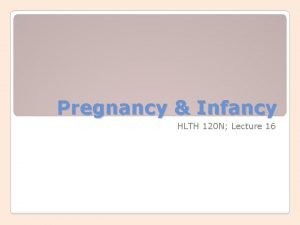 Pregnancy Infancy HLTH 120 N Lecture 16 Identify