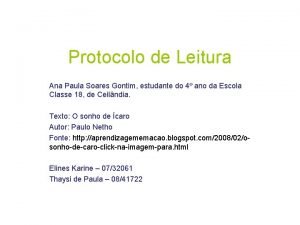 Protocolo de Leitura Ana Paula Soares Gontim estudante