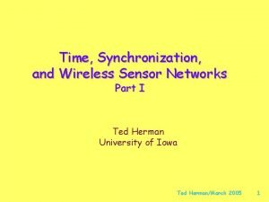 Time Synchronization and Wireless Sensor Networks Part I