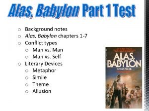 Alas babylon chapter 1 summary