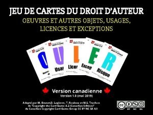 JEU DE CARTES DU DROIT DAUTEUR OEUVRES ET