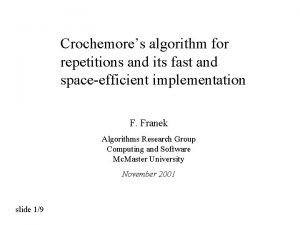 Crochemores algorithm for repetitions and its fast and