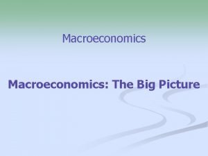 Macroeconomics The Big Picture Introduction An overview of