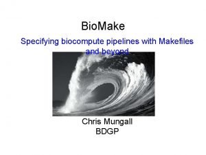 Bio Make Specifying biocompute pipelines with Makefiles and