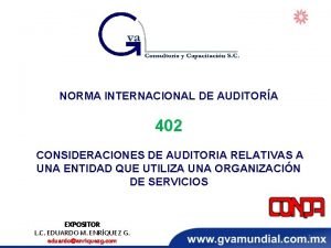 NORMA INTERNACIONAL DE AUDITORA 402 CONSIDERACIONES DE AUDITORIA