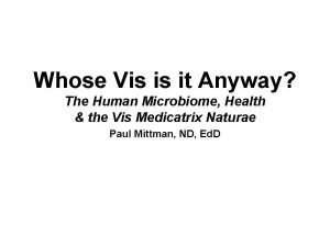 Whose Vis is it Anyway The Human Microbiome