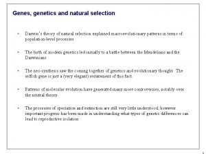 Genes genetics and natural selection Darwins theory of