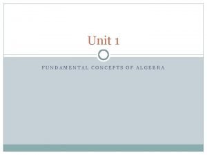 Unit 1 FUNDAMENTAL CONCEPTS OF ALGEBRA Lesson 1