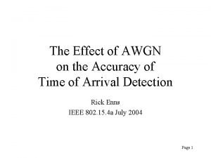 The Effect of AWGN on the Accuracy of