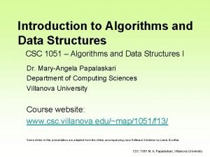 Introduction to Algorithms and Data Structures CSC 1051