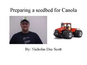 Preparing a seedbed for Canola By Nicholas Dee
