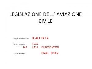 LEGISLAZIONE DELL AVIAZIONE CIVILE Organi internazionali Organi europei