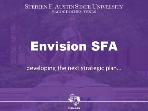 Sfa strategic plan