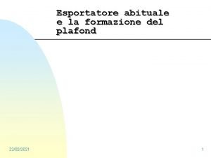 Formazione del plafond