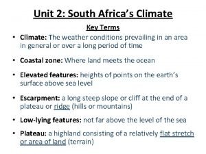 Unit 2 South Africas Climate Key Terms Climate