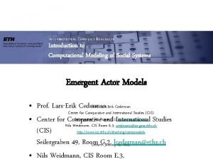 Introduction to Computational Modeling of Social Systems Emergent
