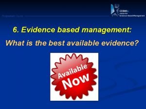 Evidence based management