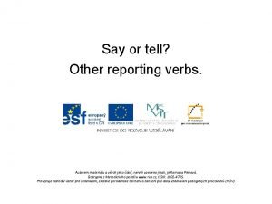 Reporting verbs