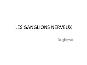 LES GANGLIONS NERVEUX Dr gheyat Les ganglions nerveux