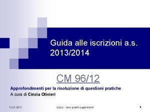 Guida alle iscrizioni a s 20132014 CM 9612