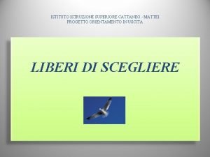 ISTITUTO ISTRUZIONE SUPERIORE CATTANEO MATTEI PROGETTO ORIENTAMENTO IN