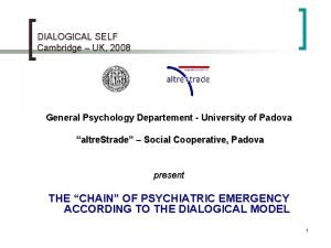 DIALOGICAL SELF Cambridge UK 2008 General Psychology Departement