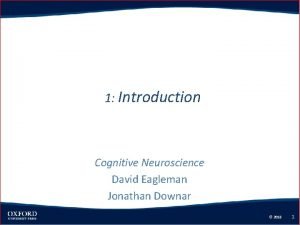 1 Introduction Cognitive Neuroscience David Eagleman Jonathan Downar