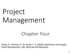 Project Management Chapter Four Chase R Shankar R