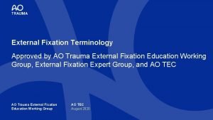 External Fixation Terminology Approved by AO Trauma External